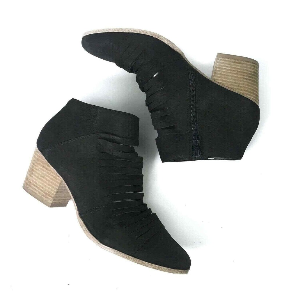 Sole Society Sparrow Nubuck Suede Booties Black Women's 10